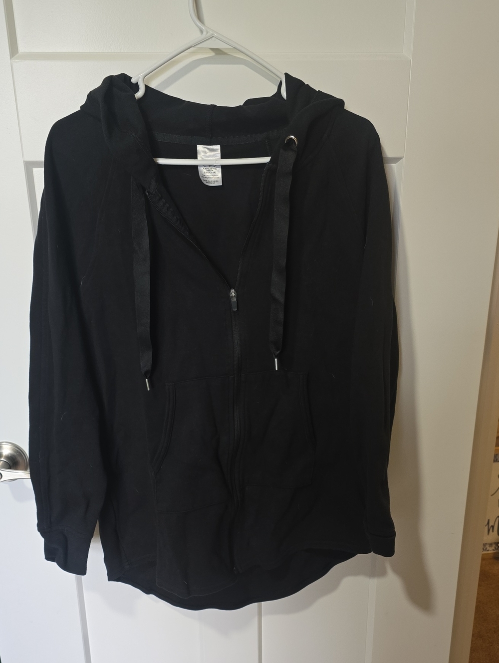 Athletic Works Black Hooded Zip Jacket for Women